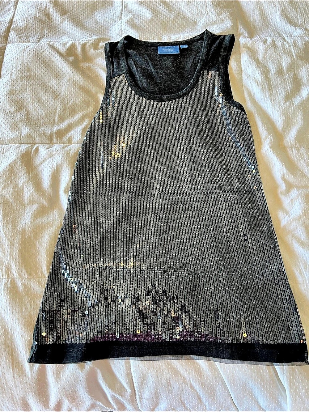 Simply Vera Wang Sequined Tank Top in Black Size XS Like New